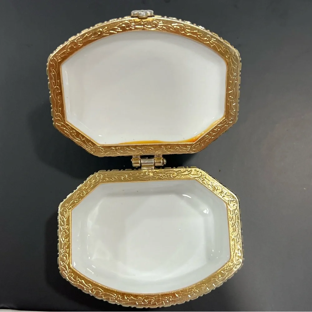 Floral Ceramic Clutch with Gold Accents